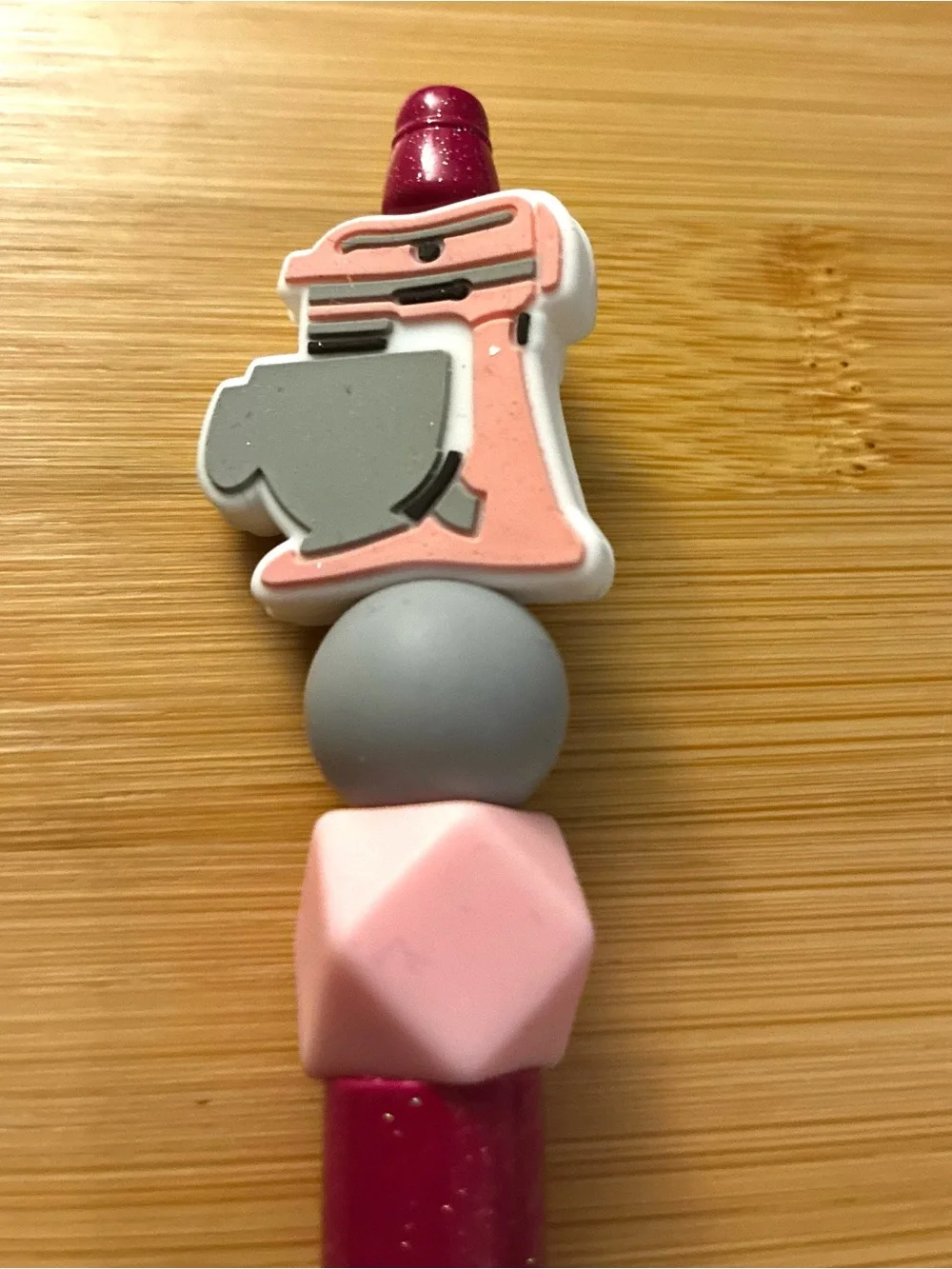 Glitter Pink Beaded Kitchen Mixer Pen